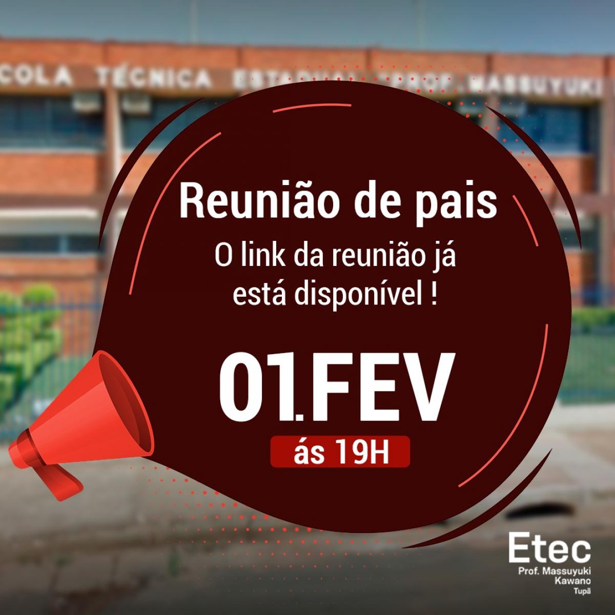 LINK PARA REUNI�O COM OS PAIS/RESPONS�VEIS ONLINE