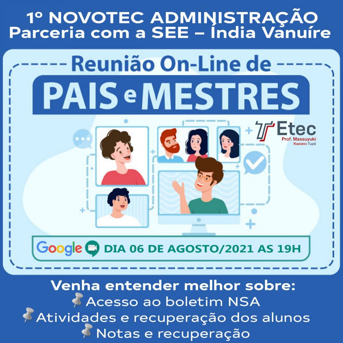 ATEN��O PAIS E RESPONS�VEIS DE ALUNOS NOVOTEC ADMINISTRA��O HIBRIDO � INDIA VANU�RE