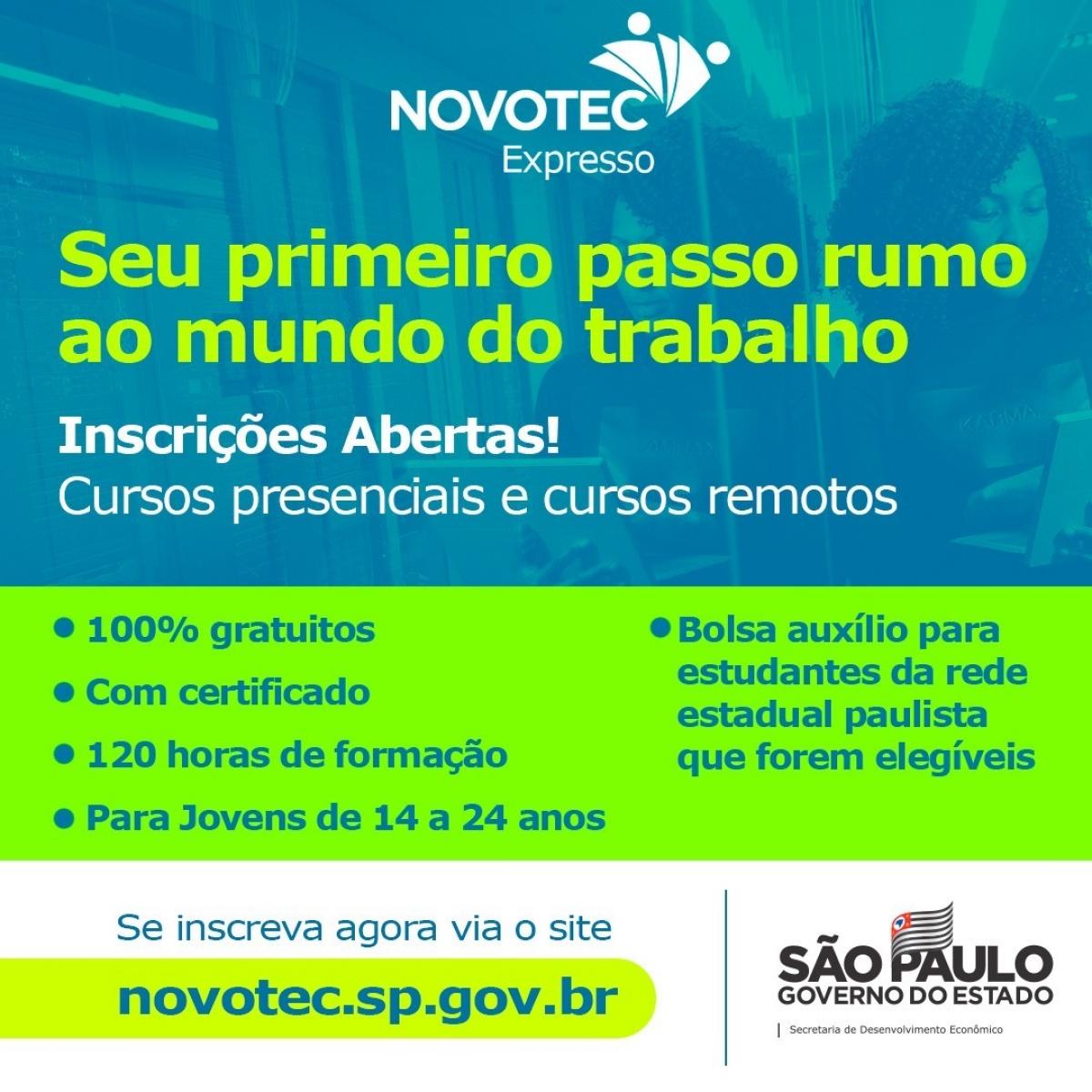 INSCRI��ES ABERTAS DO NOVOTEC EXPRESSO