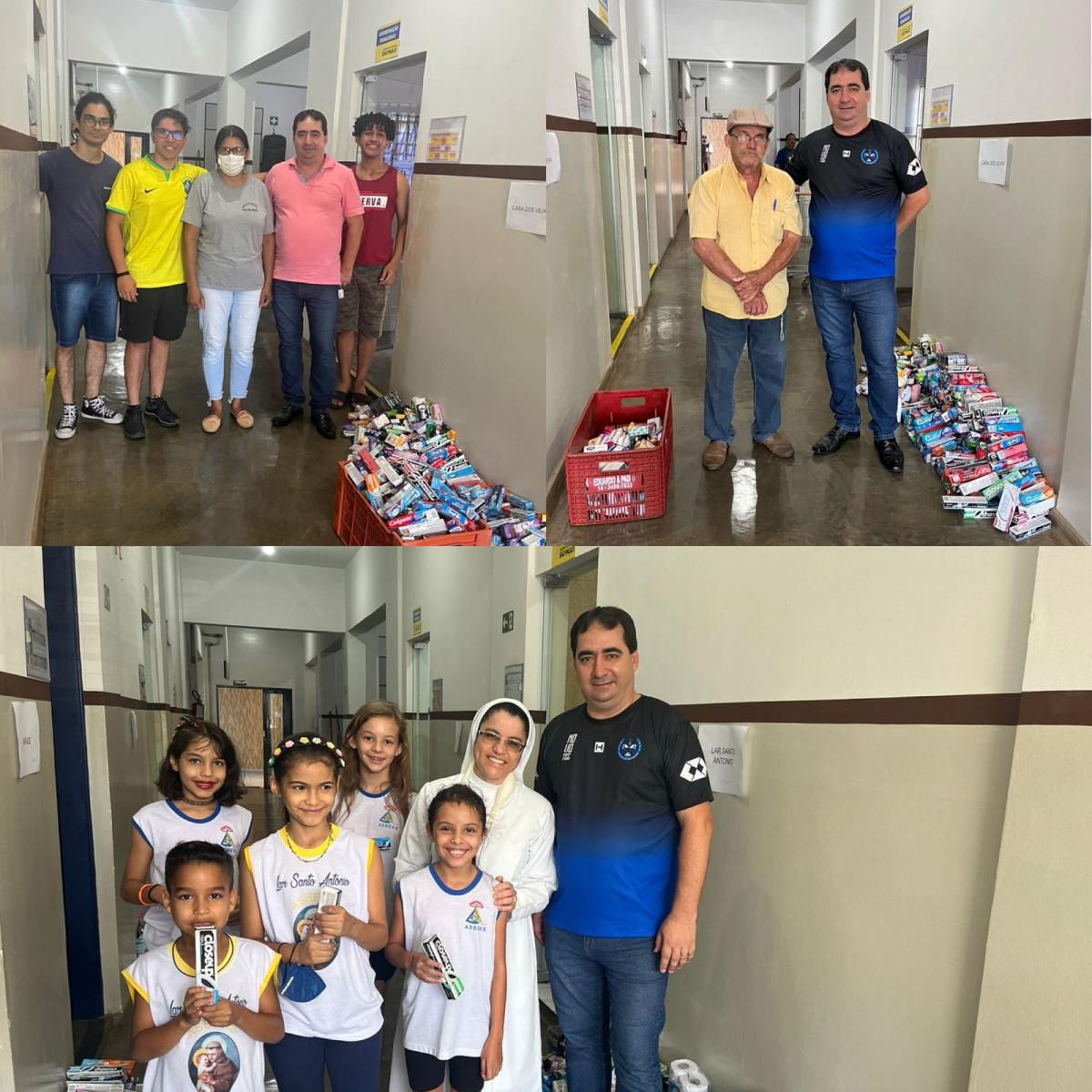 Entrega de itens de higi�ne arrecadados na Gincana Cultural e Esportiva