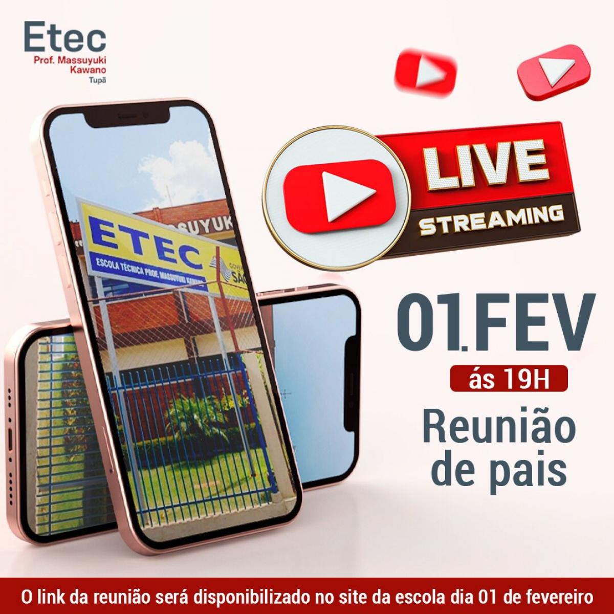 REUNI�O COM OS PAIS/RESPONS�VEIS DE ALUNOS MATRICULADOS NO ENSINO M�DIO NA ETEC ONLINE