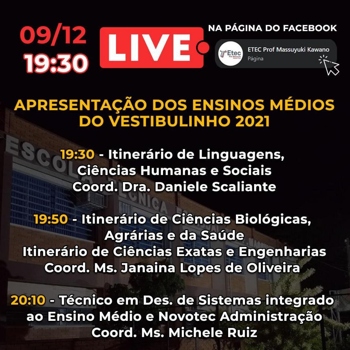 Confira os dias e hor�rios das li��es de apresenta��o dos cursos da etec