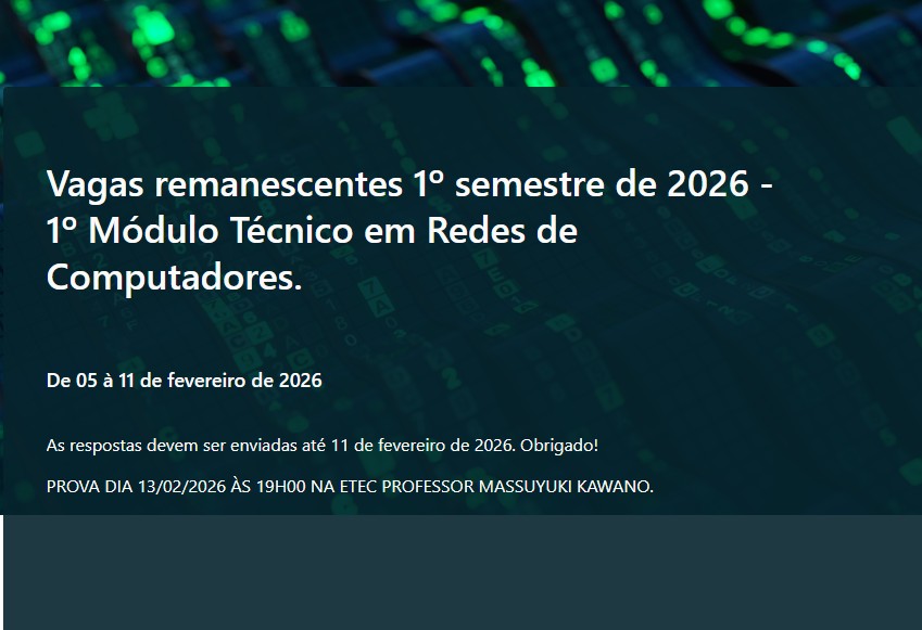 EDITAL VAGAS REMANESCENTES 1� MODULO REDES DE COMPUTADORES