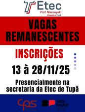 Vagas Remanescentes 1� Semestre de 2026