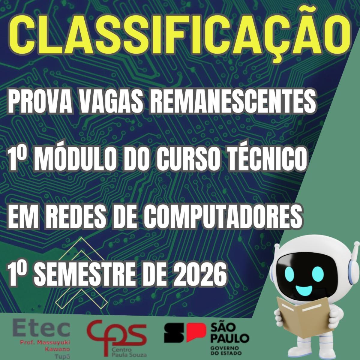 Classifica��o Vagas Remanescentes - Redes de Computadores