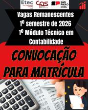 Convoca��o para Matricula Vagas Remanescentes - Contabilidade